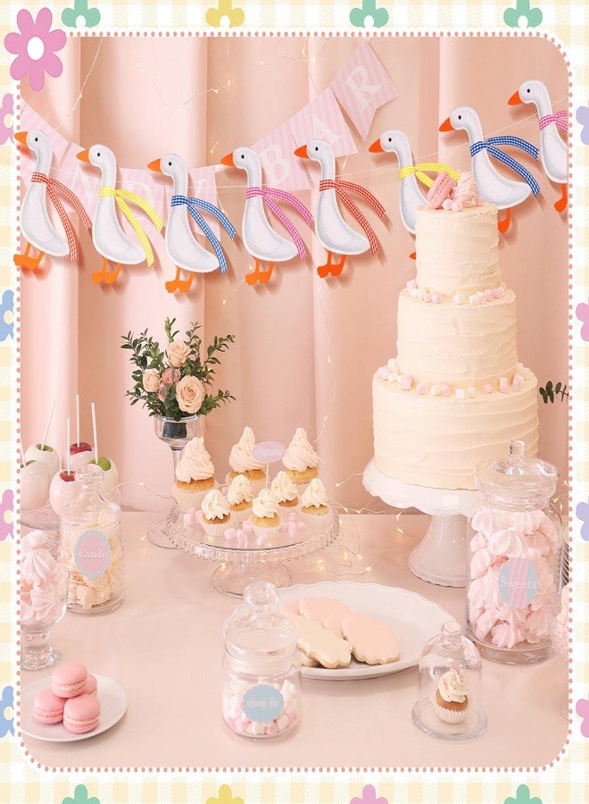 اودين لافتة أوزة مرحة من اللباد من أودين، قطعة واحدة، بتصميم أوزة، جاهزة لإعادة الاستخدام، ثلاثية الأبعاد، لتزيين حفلات استقبال المولود الجديد وأعياد الميلاد، بنقشة مربعات، لافتة معلقة لأعياد ميلاد الأولاد والبنات، زينة دعائم تصوير مستوحاة من حيوانات المزرعة - Image 5